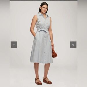 Anne Klein Seersucker Sleeveless Shirt Dress Size 10